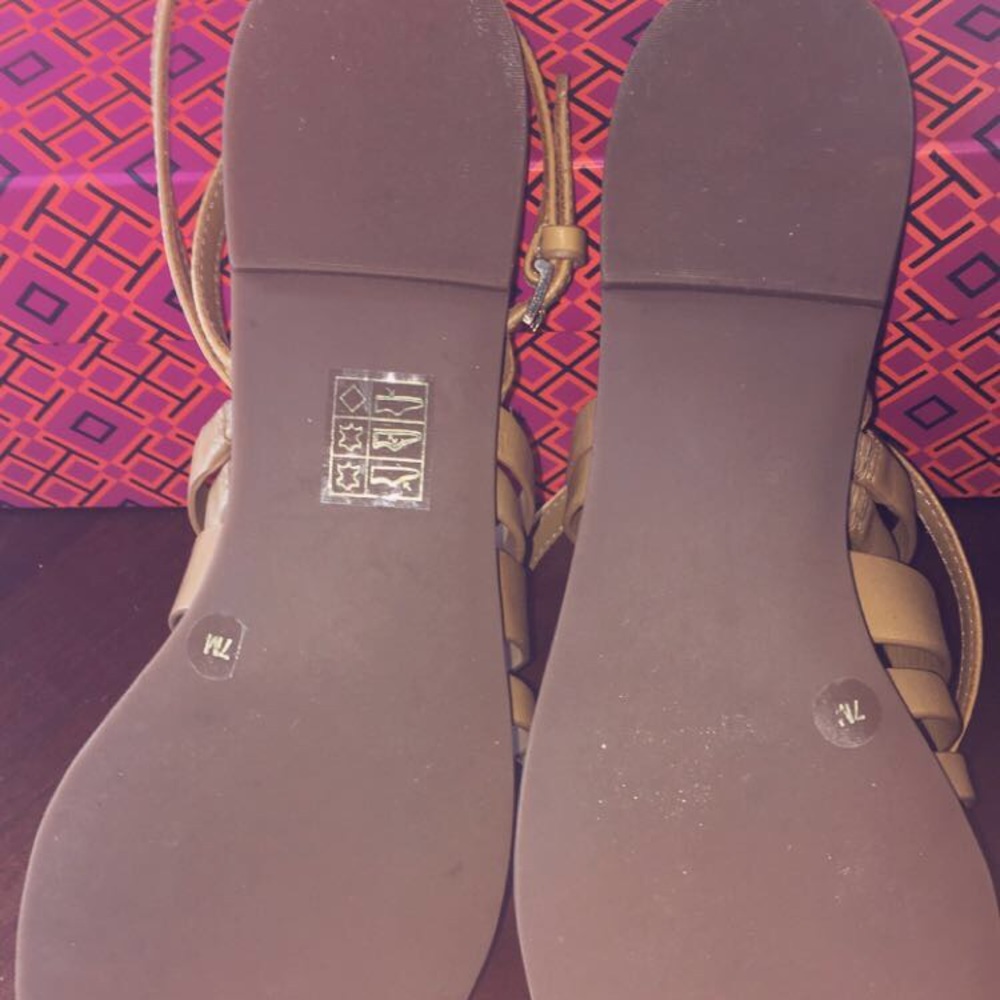Tory Burch cognac tan ankle strap flat sandal - Picture 6 of 6